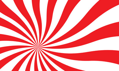 Red sun with wavy rays background. Poster with sunburst, sunrise or sunset in trendy 60 s 70s 80s groovy style. Preppy summer theme background. Vector illustration. EPS 10/AI
