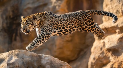 Fototapeta premium Leopards Grace: Roaring from Above