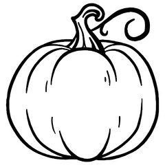 White background, black lines,pumpkin