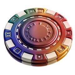 Naklejka premium Dive into the Vibrant World of Gaming with a Brightly Colored Casino Chip Capturing Fun and Excitement of the Gaming Experience