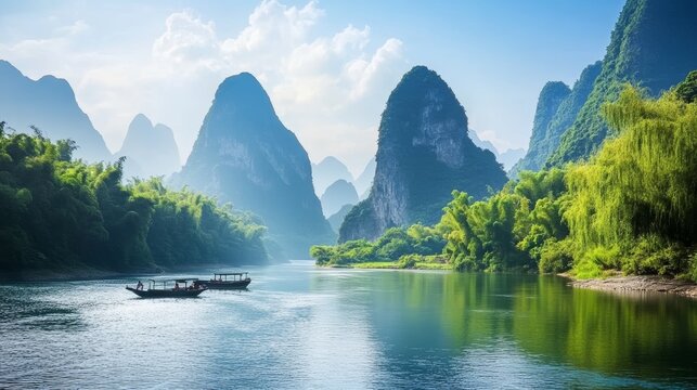 View of river and mountains