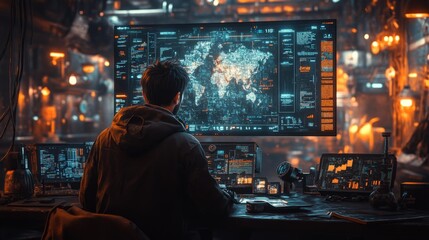 Cyberpunk Control Center - Generative AI