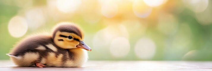 Mother's loving relationship with her son or daughter. Cute baby duck cuddles up to his or her mother's head.