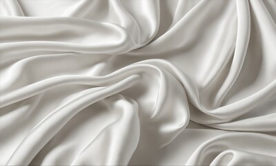 Fototapeta premium White satin fabric texture with soft folds background