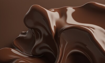 Close-up of melted chocolate swirling, texture background