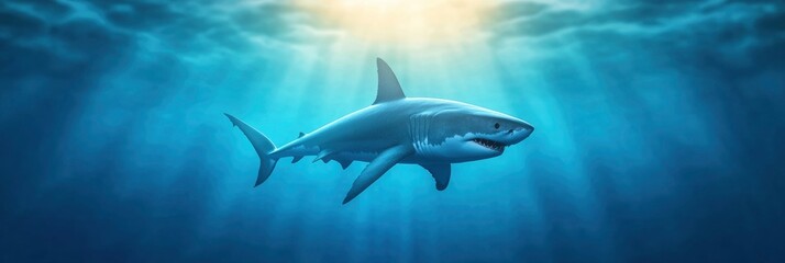 Naklejka premium animation showing a shark fin swimming quickly near the water's surface.