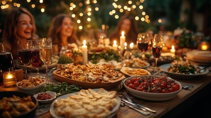 Festive Dinner Party with Friends - Generative AI