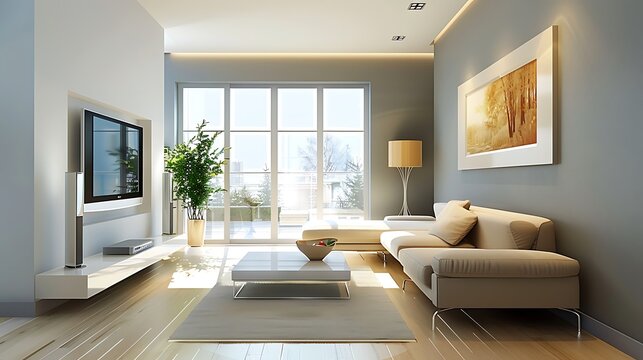 Chic interior with narrow baseboards and a modern color palette