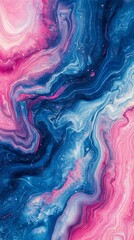 Abstract marbled pink and blue texture, vibrant