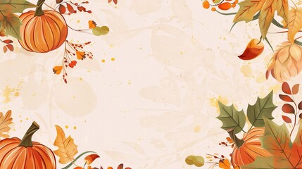 A warm and inviting Thanksgiving card background. The background might feature a cornucopia filled with an abundance of fruits and vegetables