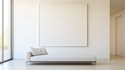 Modern Minimalist Mockup of an Empty Room with Blank Frame