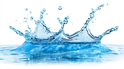 Waterblue water splash isolated on white background