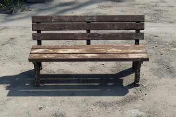 Brown Wood bench on concrete floor  Brown Wood bench on concrete floor