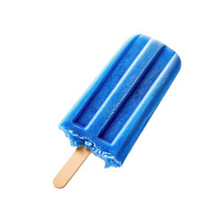 Bright blue popsicle with a wooden stick, refreshing and delicious, perfect for summer treats and hot days.