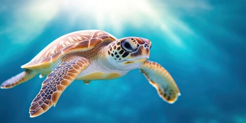 Obraz premium Hawaii's Pacific Ocean's mild waters are home to an endangered Hawaiian green sea turtle.