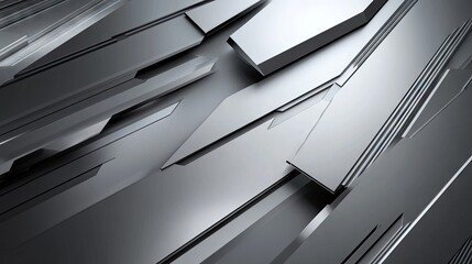 Obraz premium A futuristic silver-gray background with geometric patterns and a sleek, modern design, perfect for tech-related themes.