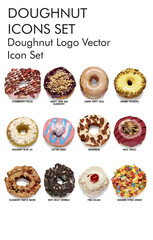 Doughnut logo vector icon set 