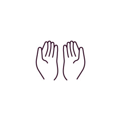 muslim praying hands outline icon. Linear vector from religion concept. Thin line muslim praying hands icon isolated on white background