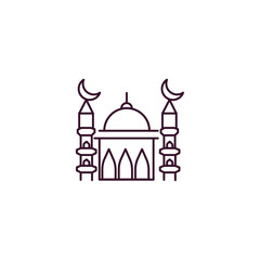 small mosque outline icon. Linear vector from religion concept. Thin line small mosque icon isolated on white background