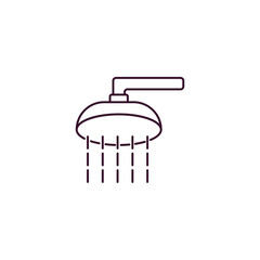 shower head and water outline icon. Linear vector from religion concept. Thin line shower head and water icon isolated on white background