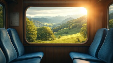 Serene Swiss Farmland Viewed Through Train Window