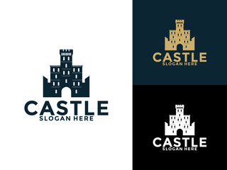 Castle logo design Vector, Creative Vintage Fortress or Castle logo template