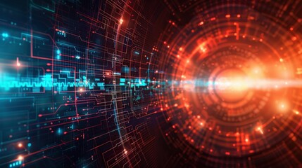 Fototapeta premium Futuristic tech disruption background with modern digital elements and room for overlaying business innovation concepts