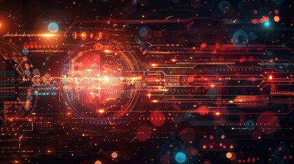 Obraz premium High-tech digital disruption background with sleek, innovative visuals and a clear area for business strategy messaging
