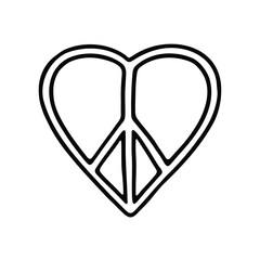 line drawing of a heart-shaped peace symbol.