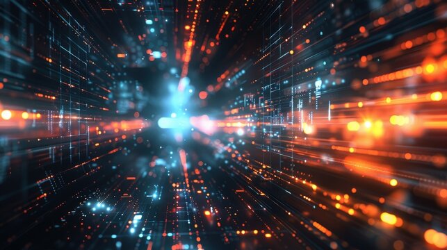 High-tech digital disruption background with sleek, innovative visuals and a clear area for business strategy messaging