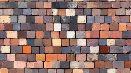 Seamless rustic brick wall pattern in shades of orange and brown. Perfect for backgrounds or architectural design concepts.
