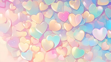 Dreamy Colorful Rainbow Pastel Hearts Background Wallpaper