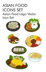 Asian food logo vector icon set 