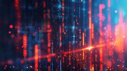 Advanced fintech innovation background with abstract data visuals and ample copy space for business messaging