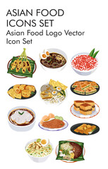 Asian food logo vector icon set 