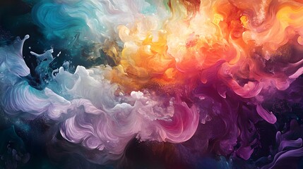 Abstract Swirling Painting with Vivid Colors