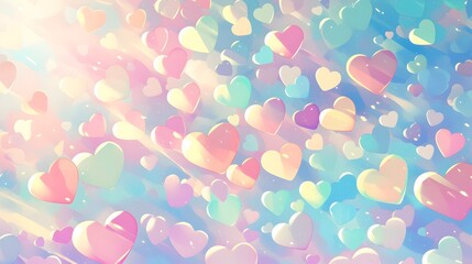 Dreamy Colorful Rainbow Pastel Hearts Background Wallpaper