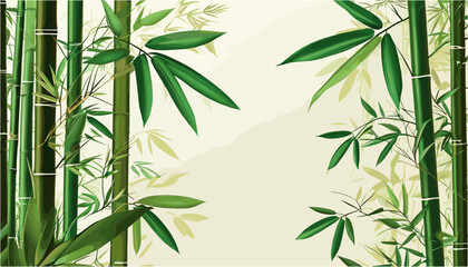 Obraz premium Tranquil Bamboo Forest A Harmonious Green Vector Backdrop