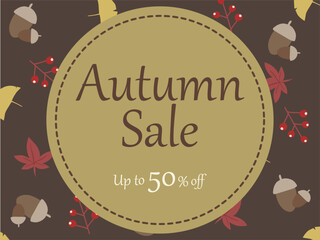 秋の紅葉のオータムセール広告デザイン