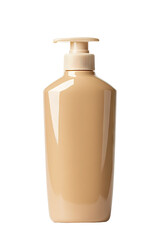 Beige pump bottle on white background