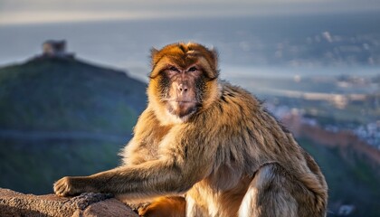 山の上のバーバリマカク