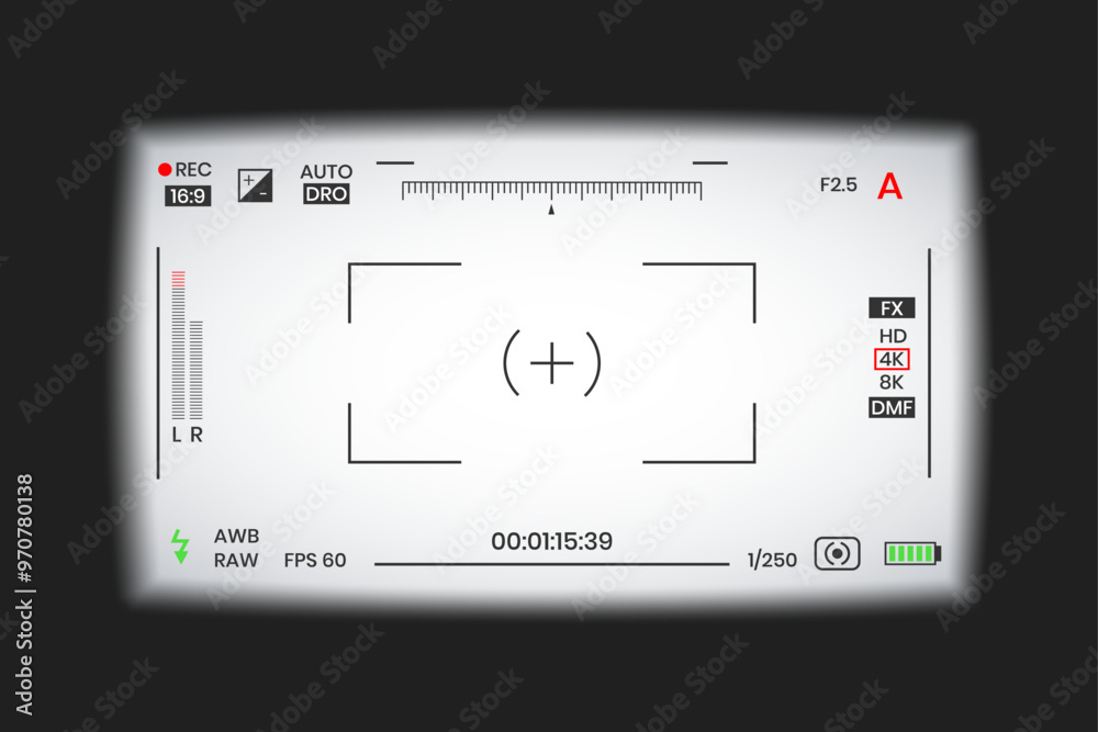 Sticker camera viewfinder video or photo frame recorder flat style design vector illustration. digital camer