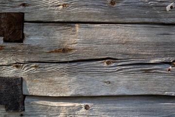 Obraz premium old wooden log wall texture background outdoors