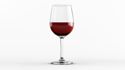 Red wine glass clipart, element, 3D illustration, realistic, isolated on white background