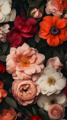 Phone wallpaper - bouquet of flowers - wall of flowers