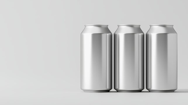 How can the silver cans be used as part of a minimalist branding strategy, focusing on clean, modern aesthetics in the beverage industry