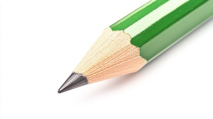 Green pencil isolated on white background close up