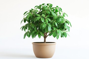 Obraz premium Young Schefflera potted plant on white background