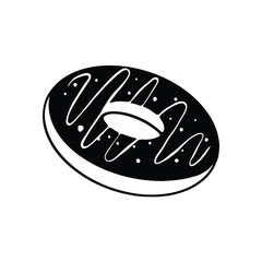 hand drawing of a donut with icing and sprinkles.