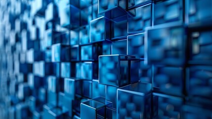 Blue Abstract Background 3D Perspective View of Square